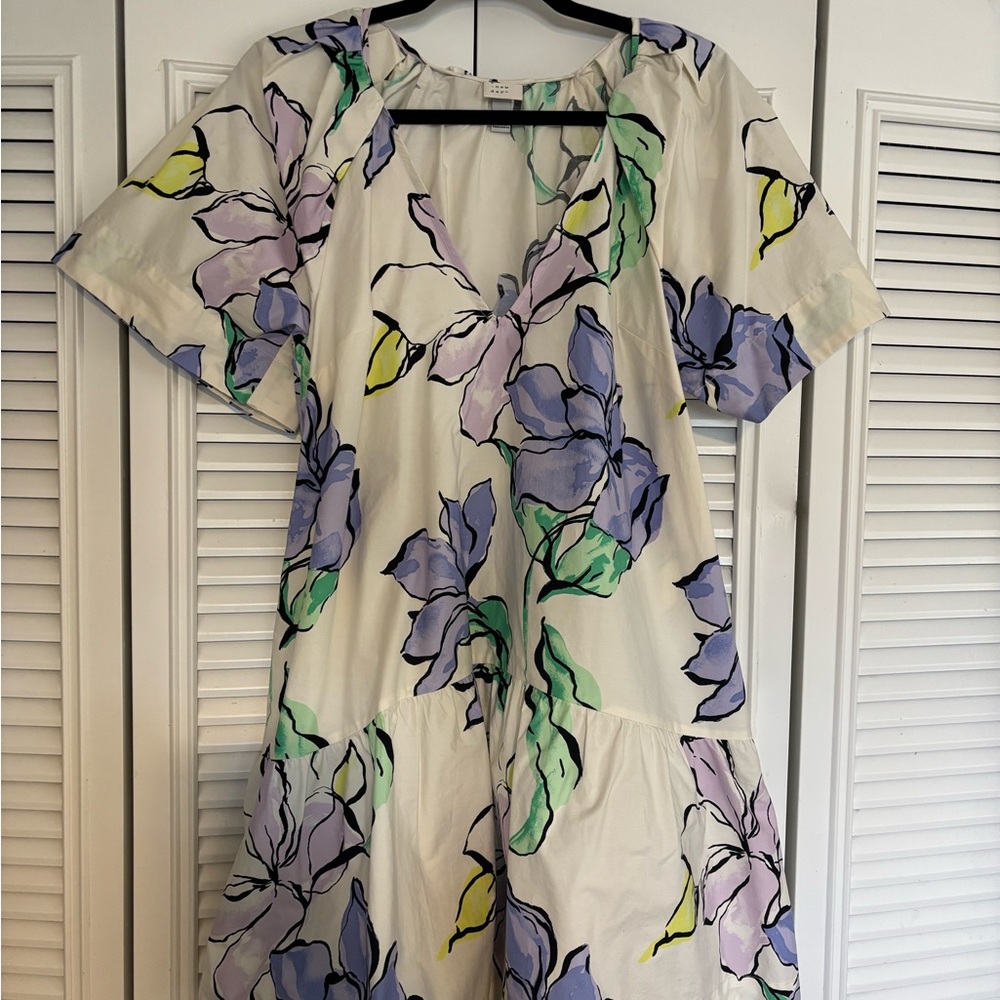 a new day Floral Dress - White, Purple, Green